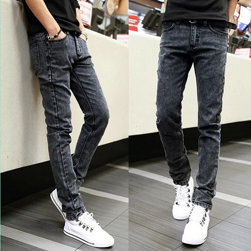 Spring Autumn 2022 Fashion Denim Teenagers Boy New Elastic Feet Pants Men's Slim Pants Men's Pants Black Korean Small Feet Jeans