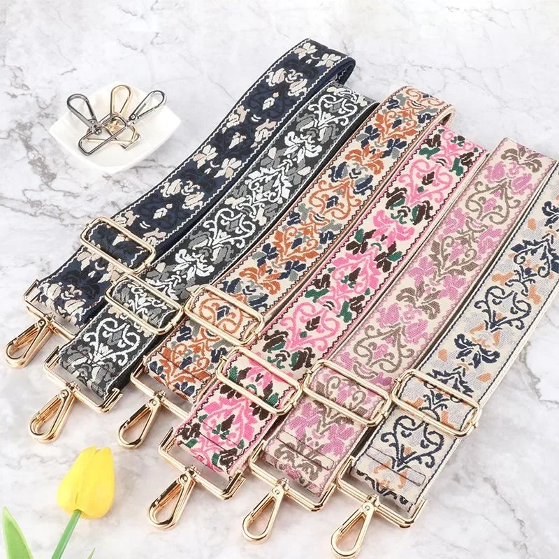 

Cross Border New Thickened And Widened 5cm Bag Shoulder Strap Bag Bandwidth Shoulder Strap Jacquard Retro Single Shoulder Obliqu