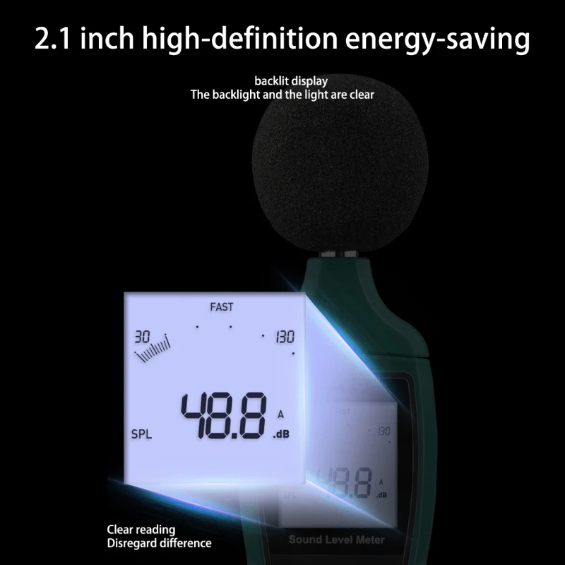 데시벨 미터 사운드 레벨 리더 30-130dB, 백라이트 알람이있는 휴대용 사운드 소음 측정기, 디지털 소음 측정기