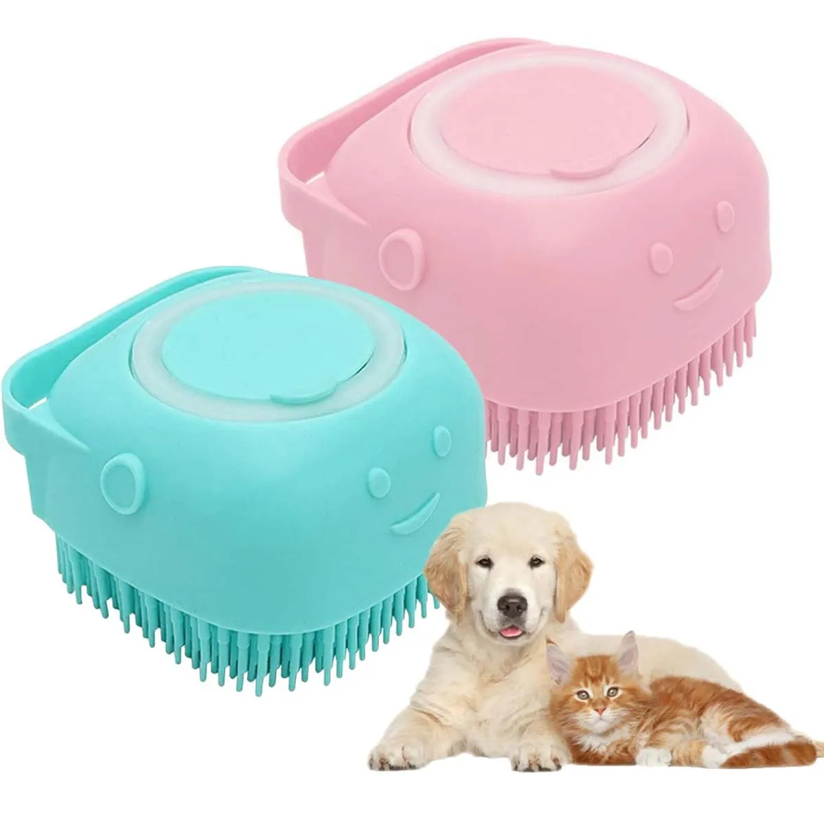 

Soft Silicone Dog Brush Pet Shampoo Massager Bath Brush Bathroom Puppycat Washing Massage Dispenser Grooming Shower Brush