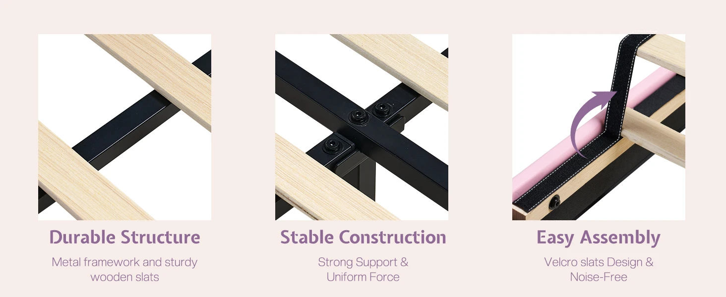 LED pink floating bed frame