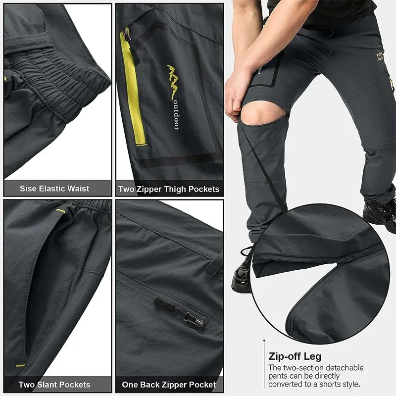 Spring Hiking Pants Men Waterproof Can be converted into shorts Fishing Wear Climbing Clothes Quick Dry Anti-UV Trousers
