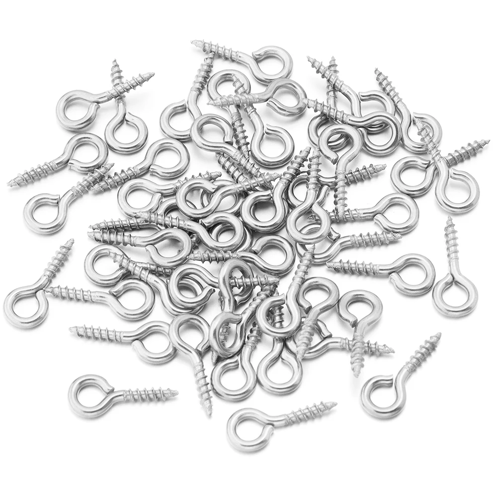 20-50 teile/los Edelstahl Schlüsselbund Haken Auge Pins Eyepin Mini Schraube Anhänger DIY Gewinde Pin Fitting DIY Schmuck armband – Detail 12