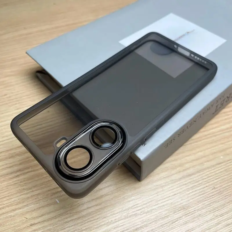 Transparent Magnetic Back Cover Case with Lens Film and Anti-Fall Bumper Protection