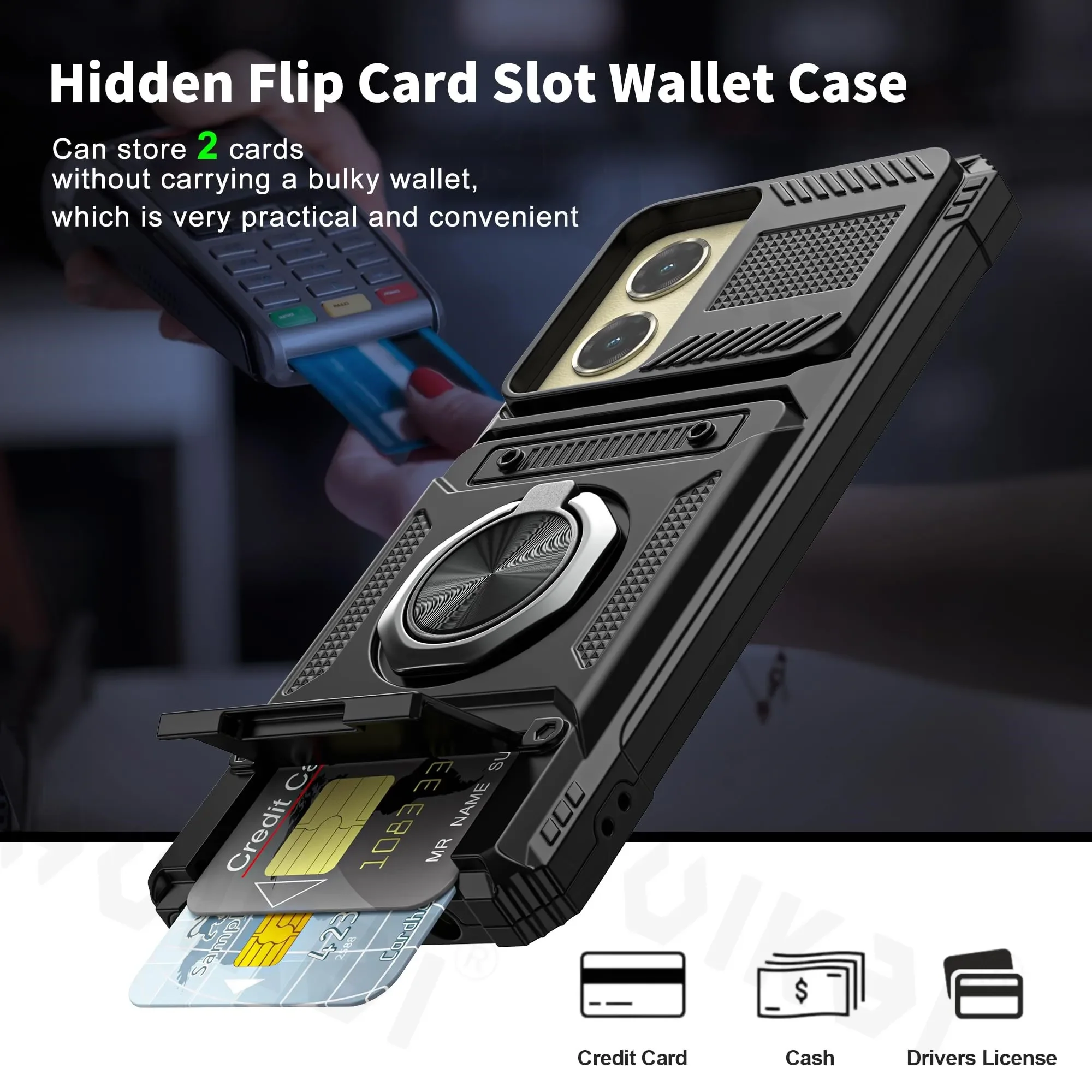 Versatile Wallet Case with Rotating Kickstand and Card Holder