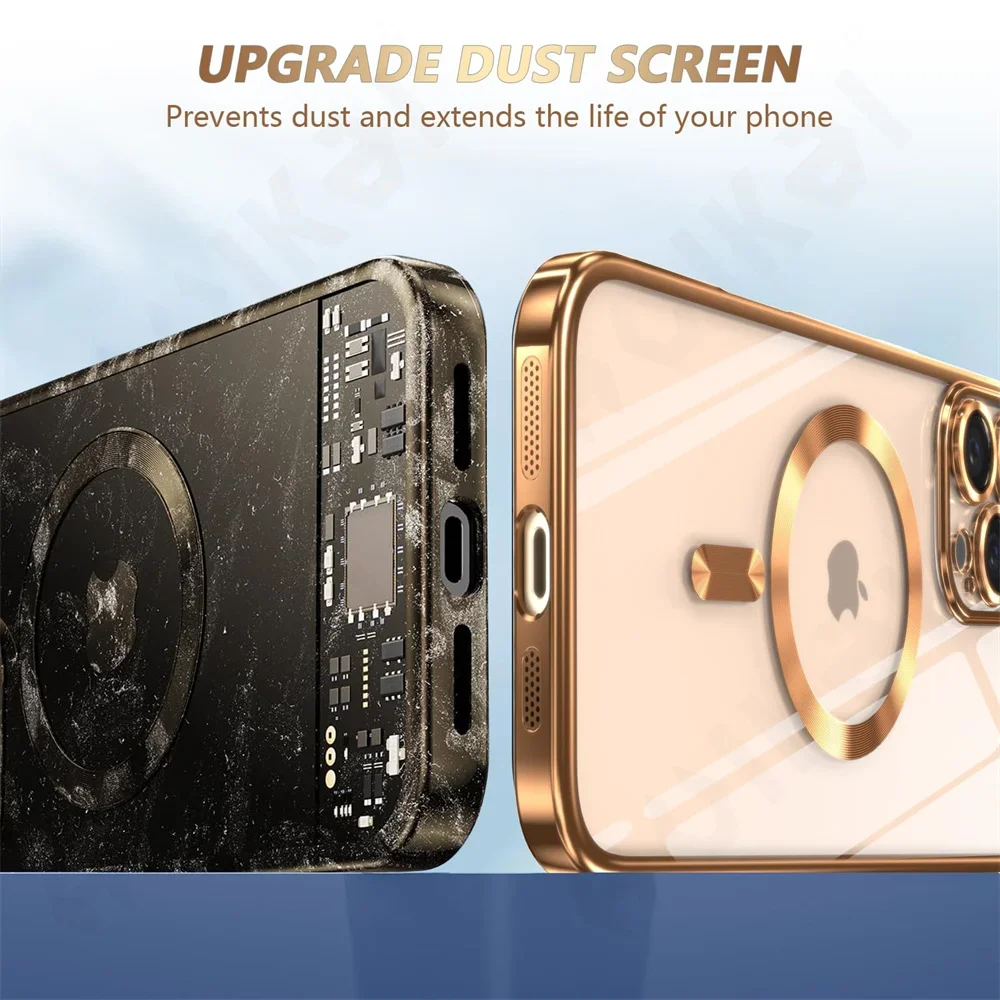 Wireless Charging Transparent Magsafe Case For iPhone 16 15 14 13 12 11 Pro Max X XR XS 7 8 Plus SE Mini Soft Cover wireless charging phone case