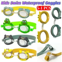 5-1PCS Kid Swimming Goggles Waterproof Swimming Glasses Clear Vision Adjustable Flexible Nose Bridge for Toddler Kids Youth 2-12