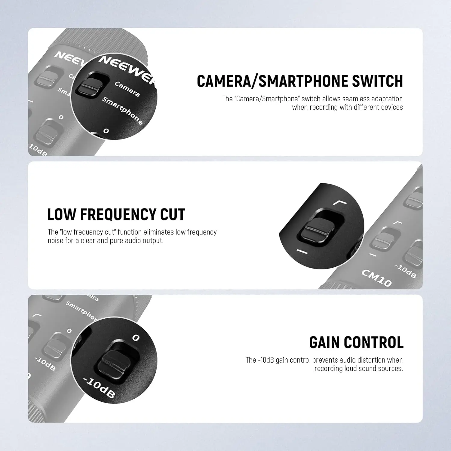 NEEWER 3.5mm TRRS Lavalier Lapel Microphone Plug & Play Mini Clip on Mic Omnidirectional Condenser for Camera Phone PC CM10
