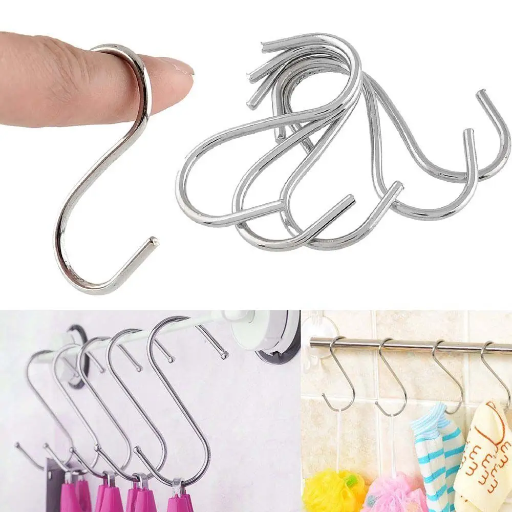 

5/10/20pcs Household Holder Stainless Steel Home Kitchen Storage Rack S Shaped Hook Hanger Clasps Hooks