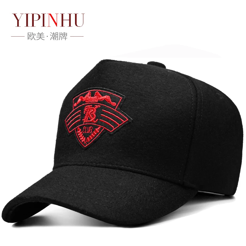 

Woolen hat men's style plus fleece thickened warm head round baseball cap Autumn winter large size KB Korean duck cap
