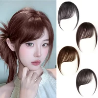 Postiche synthétique inclinée courte marron noir, faux cheveux, Extension à Clip, accessoires pour femmes et filles 1