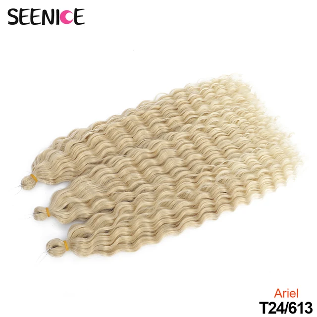 Ariel Curl Deep Wave Twist Crochet Hair Natural Synthetic Afro Curls Crochet Braids Ombre Braiding Hair Extensions For Women T24-613
