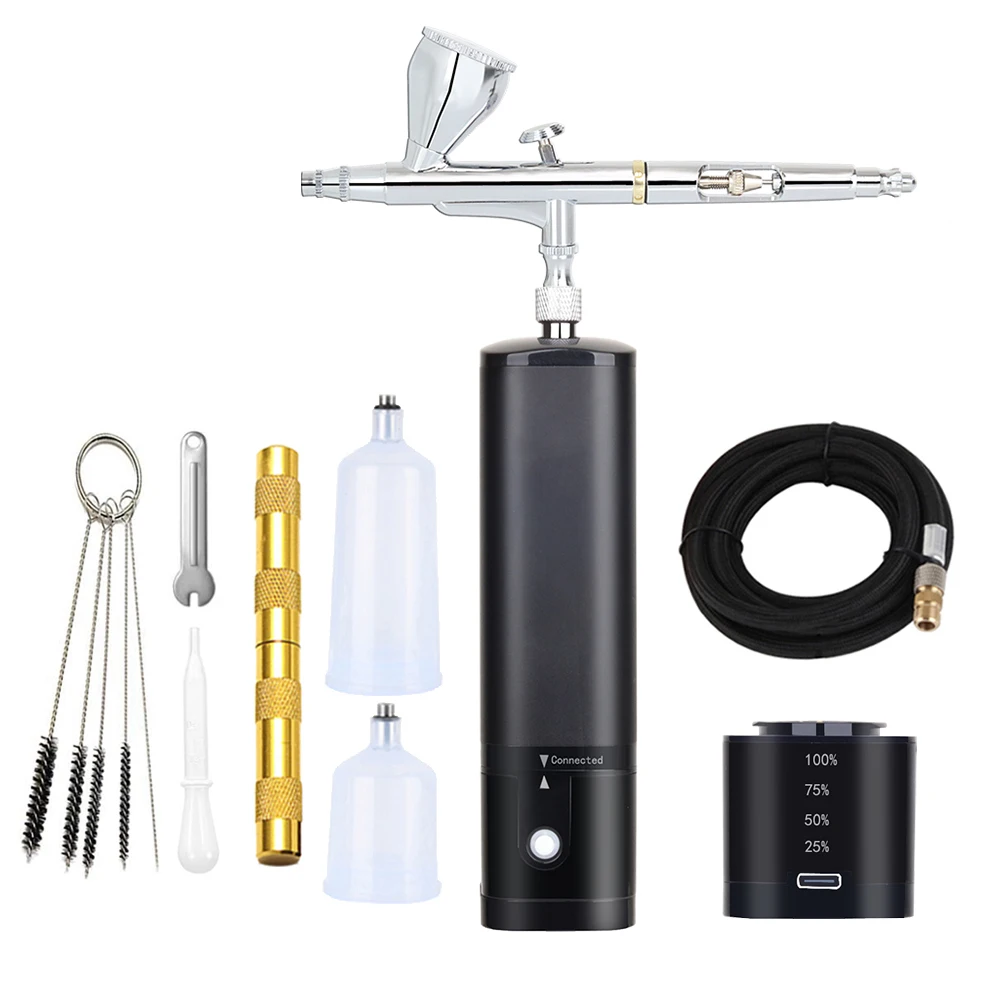 Portable Auto Start Stop Wireless Airbrush Kit Corpressor Powerful