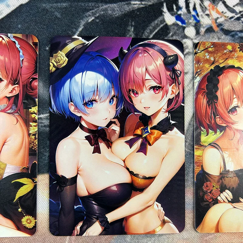 Acg Re:life In A Different World From Zero Rem Ram Anime Characters Collection Flash Card 5Pcs/set Cartoon Toys Christmas Gift
