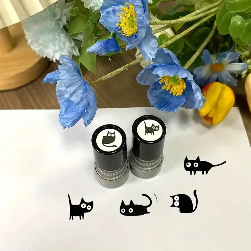 Cute Cartoon Stamps, Cute Little Black Cat Stamps, DIY Scrapbook Decoration, Diary Collage, Stationery, Creative and Interesting