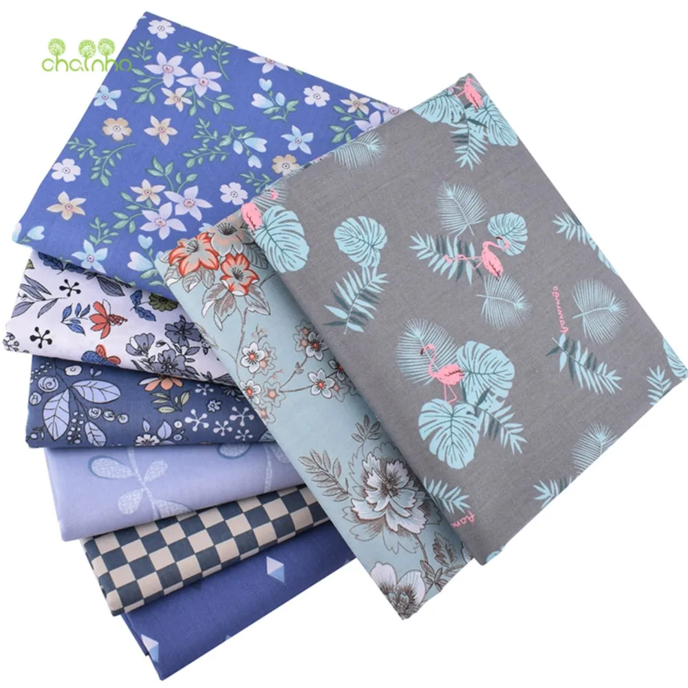 Chainho,Printed Twill Weave Cotton Fabric,DIY Sewing Quilting Material,Patchwork Cloth,8 Designs Floral Series,2 Sizes,15C245