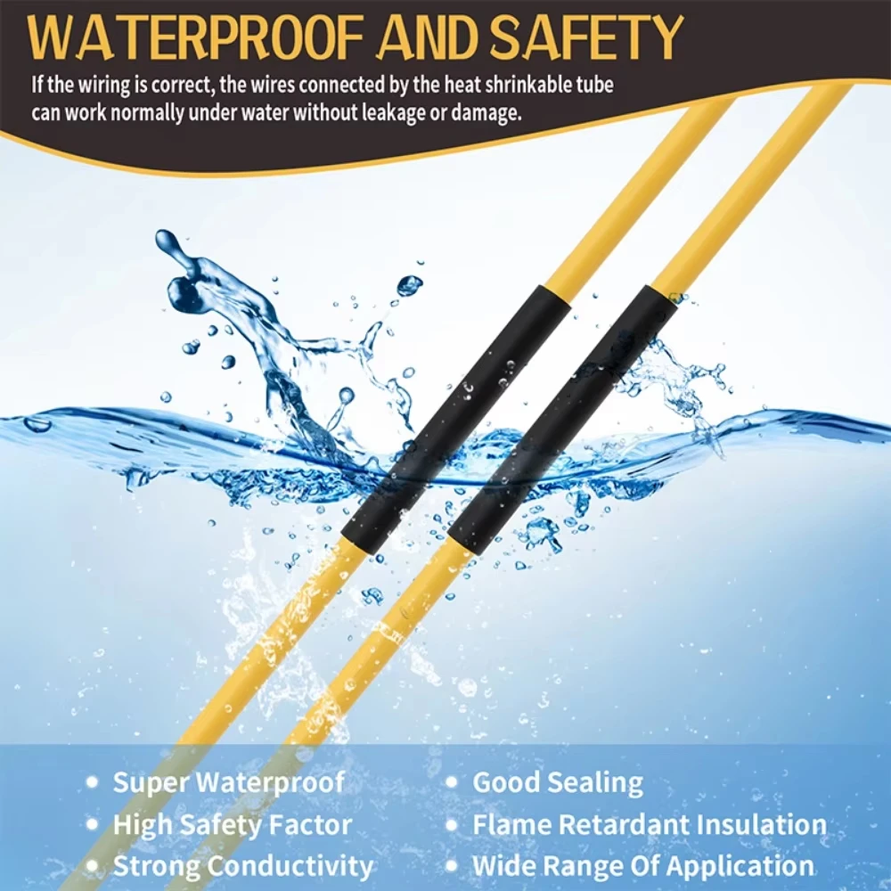 Black Heat Shrink Tube Assortment - Thermoresistant Polyolefin Tubing for Wire Insulation and Electrical Protection