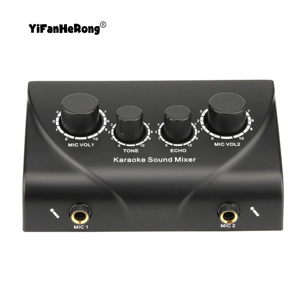 Mixer Audio Portatile Con Doppio Microfono Ingressi Audio Per Amplificatore E Microfono Karaoke Ok Mixer Eu Us Plug