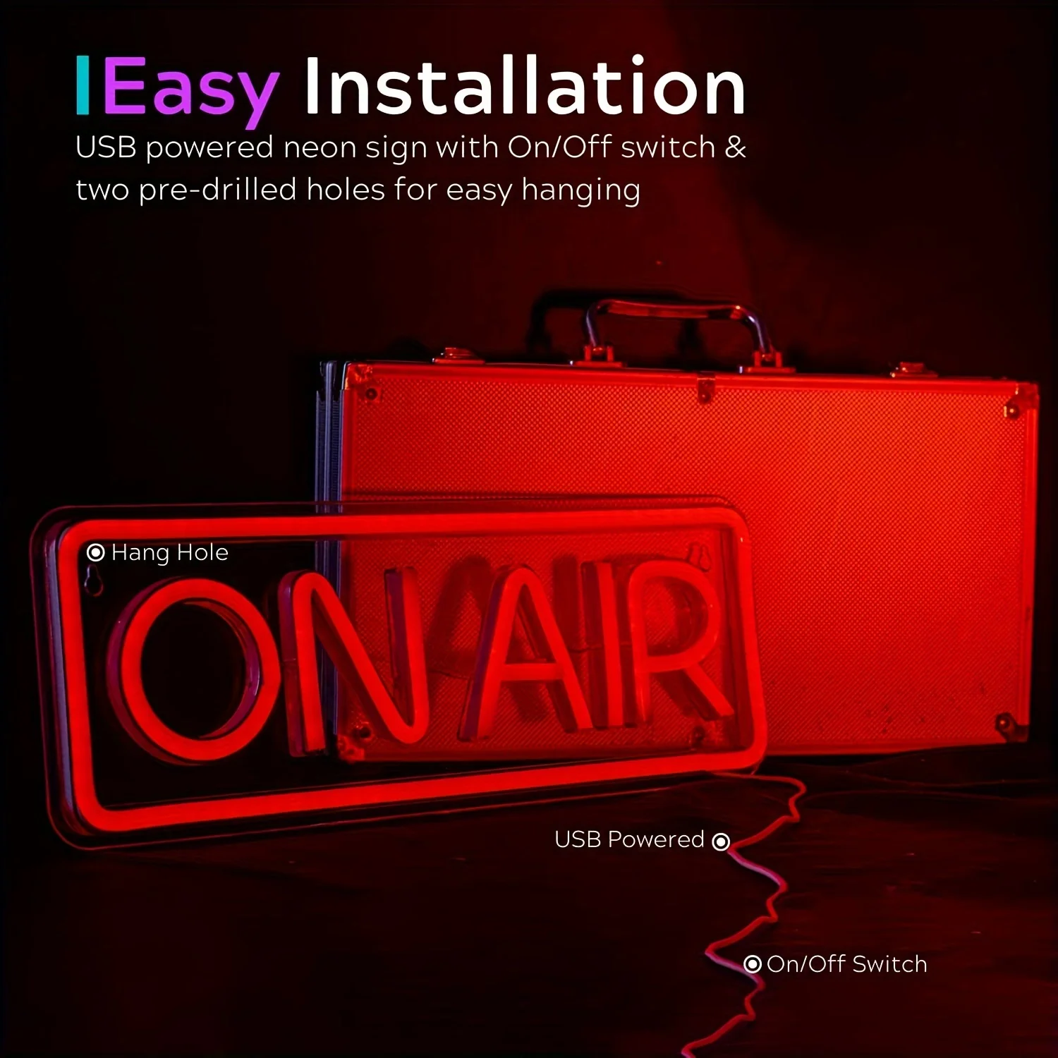 ON AIR Neon Signs-светодиодный Live On Air Neon Lights для геймеров потоковаязаписывающая вывеска-круглая фотография для студии, стены, спальни, (art.: 3920c6edebb68) - 3920c6edebb68