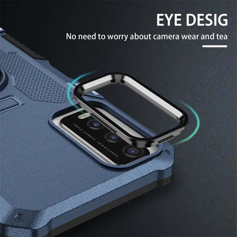 Shockproof Armor Phone Case with Magnetic Holder Ring and Enhanced Protection