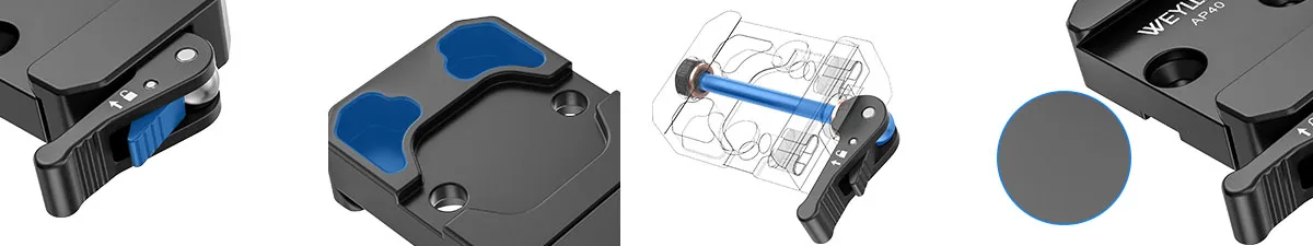 Picatinny auf Arca Swiss Adapterhalterung WEYLLAN AP40 Ganzmetallhebel-Schnellspannklemme mit Sicherheitsverriegelung für Atlas Bipod Kugelkopf – Detail 2
