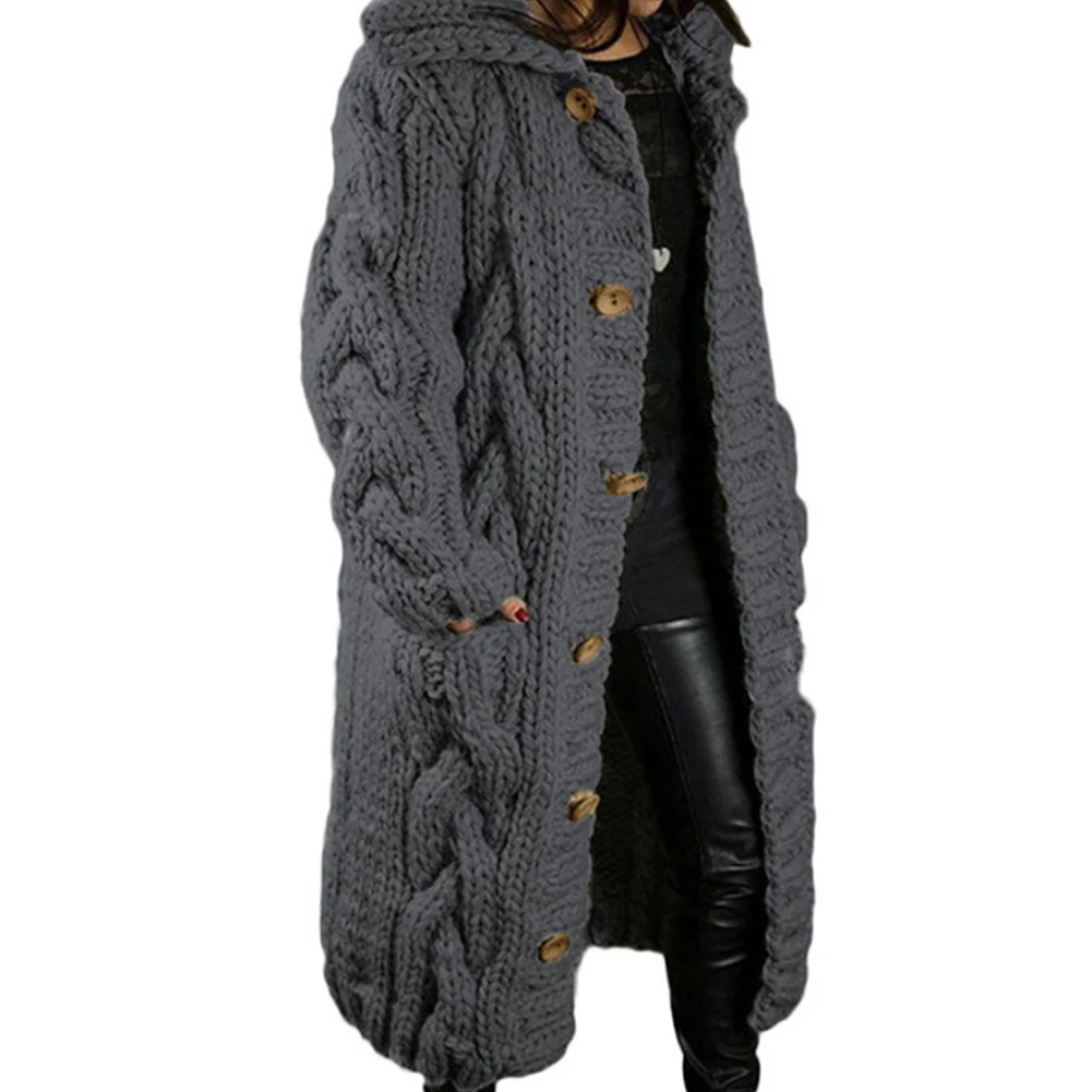 

Knit Women Cardigans Cardigan Tops Chunky Knit Warm Coat Windproof Coats Winter Jacket Knitted Knitwear Ladies