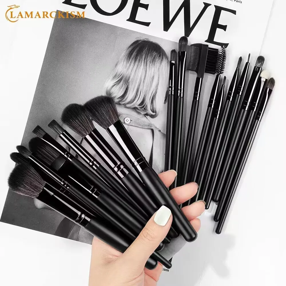 

18 Pcs Black Makeup Brushes Set Soft Eyeshadow Foundation Cosmetic Powder Blush Blending Beauty Instruments Makeup Tools