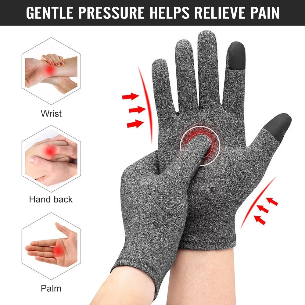 Full Finger Arthritis Gloves Compression Gloves for Women Men Hand Gloves Support and Warmth for Hands Finger Joint 1 Pair