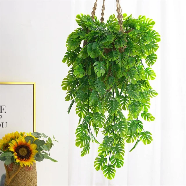 Artificial Hanging Plant for Outdoor Decor, Fake Vine Plants Faux Plastic Ivy Leaves Foliage UV Resistant Greenery Flowers Home Garden Indoor Door