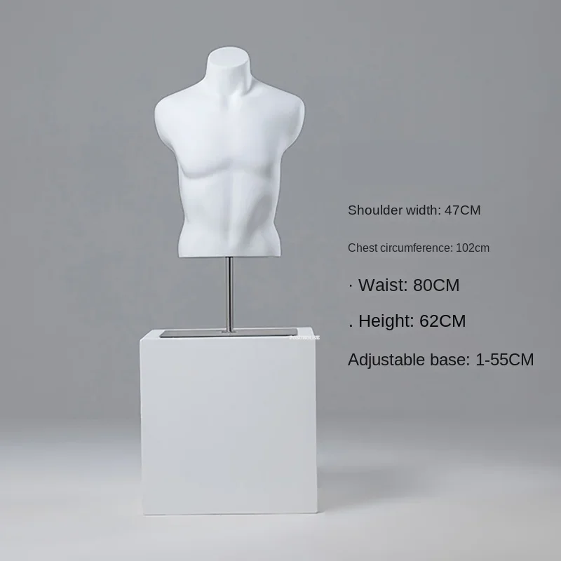 Man Small Half Body Mannequins Shelf Clothing Store Male Fake Body Mannequin Props with Metal Base Fashion Window Display Stand