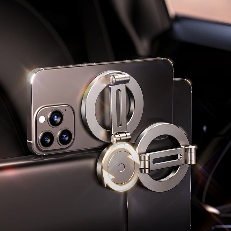 Folding Magnetic Car Mobile Phone Holder Aluminum Alloy Folding Rotating Portable Car Mount for Navigation Universal Car Models