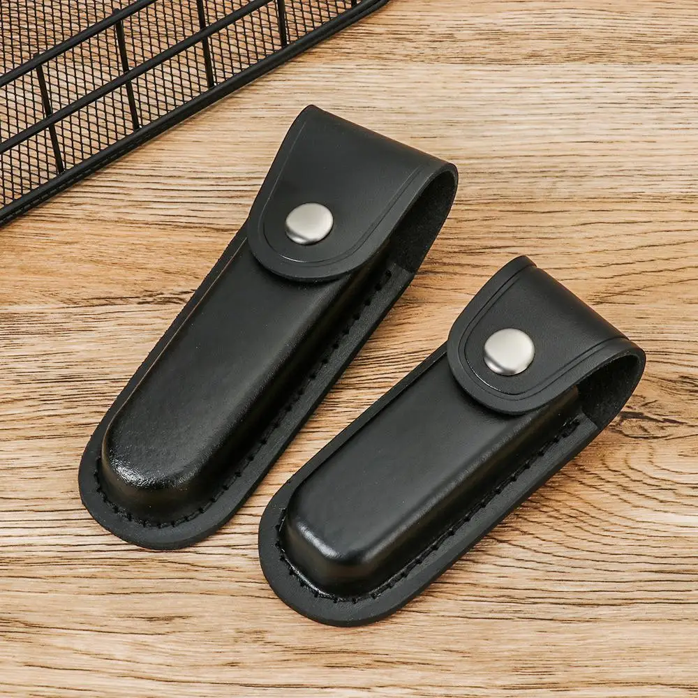 Hohe Qualität Braun Taschenlampe Fall Camp Outdoor Tragen Gürtel Schleife Fall Messer Mantel Holster Leder Mantel Halter Falten Messer Werkzeug – Detail 12