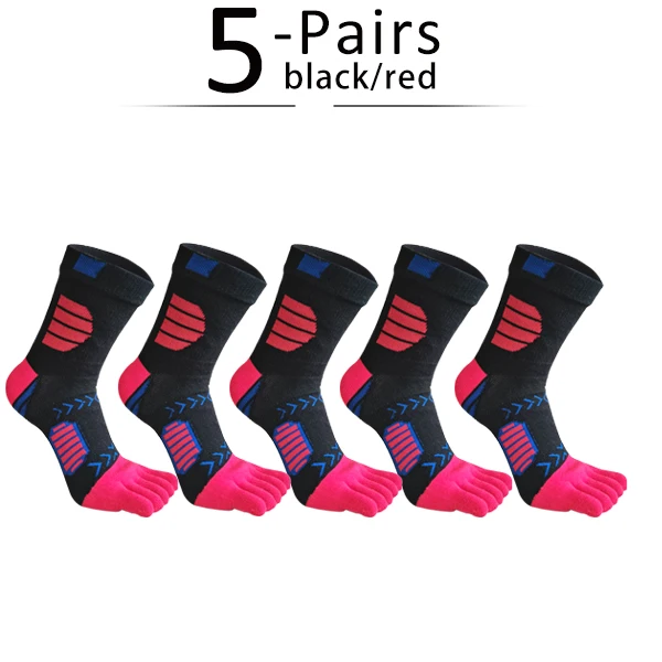 5 Pairs Compression Cotton Toe Socks - Sweat-Absorbing Colorful Sports Socks