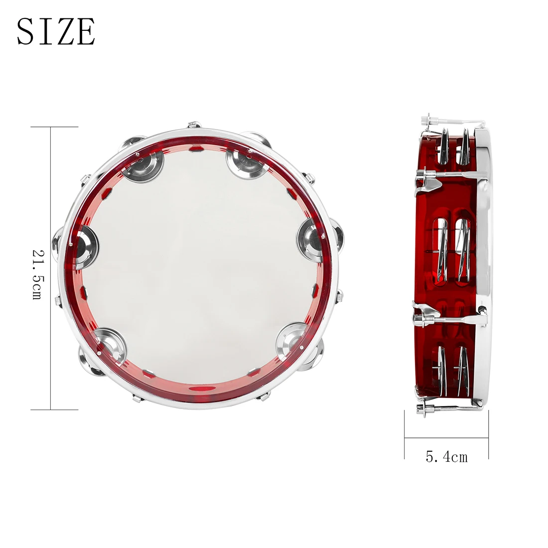 IRIN 8 Inch Tambourine ABS Self-Tuning Double Row Tambourine Stainless Steel Rings Handbell Hand Drums Percussion Instrument