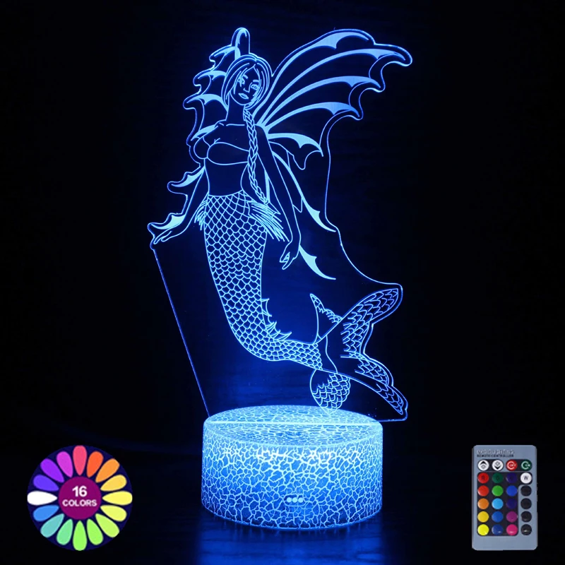 Mermaid Lamps Night Light Lamp Illusion Mermaid Led 3d Light
