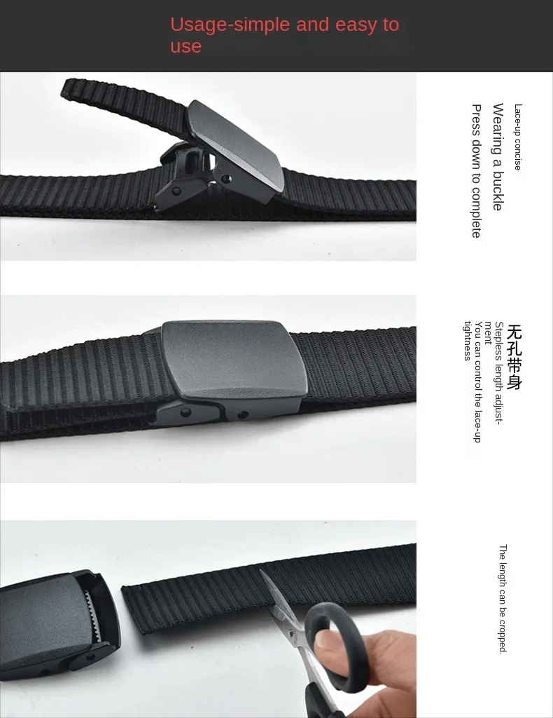 Red Automatic Buckle Nylon - Men Belt Waist Canvas Belt Outdoor Strap Travel Jeans Black Belts for Women