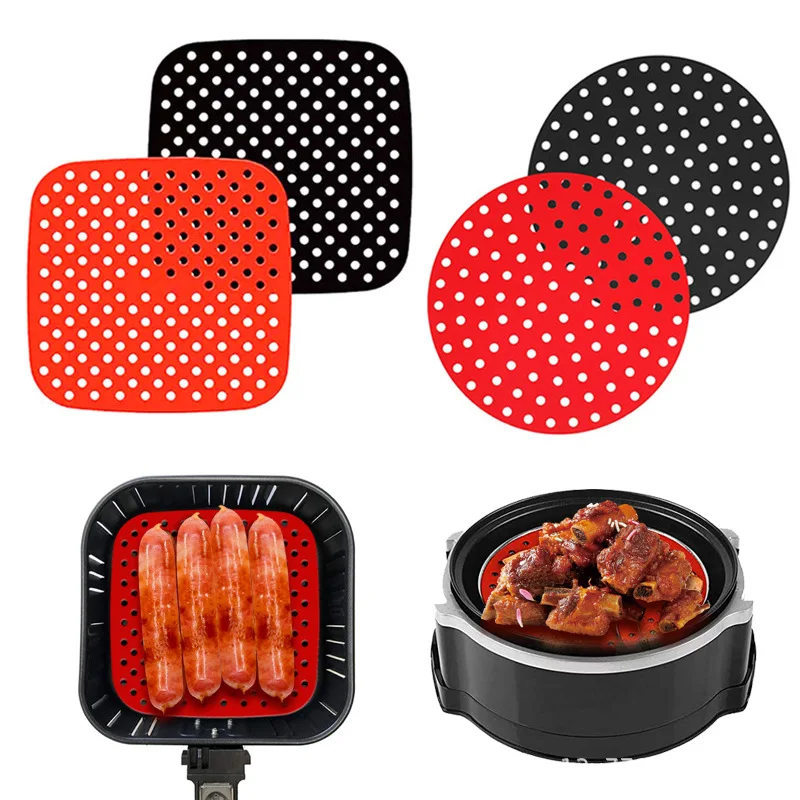 

2PCS Airware Air Fryer Silicone Mat Liners Reusable Non-stick Baking Pad Bakeware Oil Spill Mats Cake Grilled Saucer