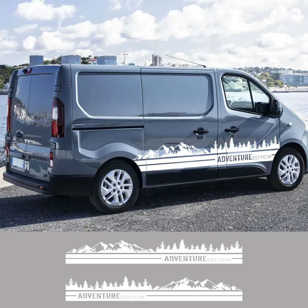 Camper Van Side Stripes Graphics Vinyl Film Decals - 2PCS Tuning Accessories Car Door Stickers