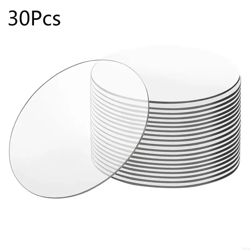 97QD 30Pcs Multi Purpose Clear Acrylic Board Blank Round Panel Shatterproof for Wedding Party Signs Display Project