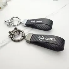 

FLeather Keychain Horseshoe Buckle Jewelry For OPEL Vauxhall Astra H Insignia J Vectra C Corsa Lanyard Car Accessories