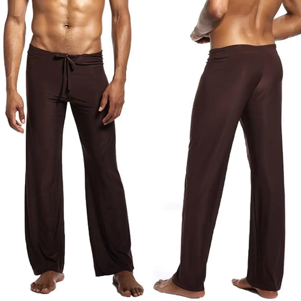 Men Casual Solid Color Low-waisted Drawstring Loose Sport Jogging Trousers Running Yoga