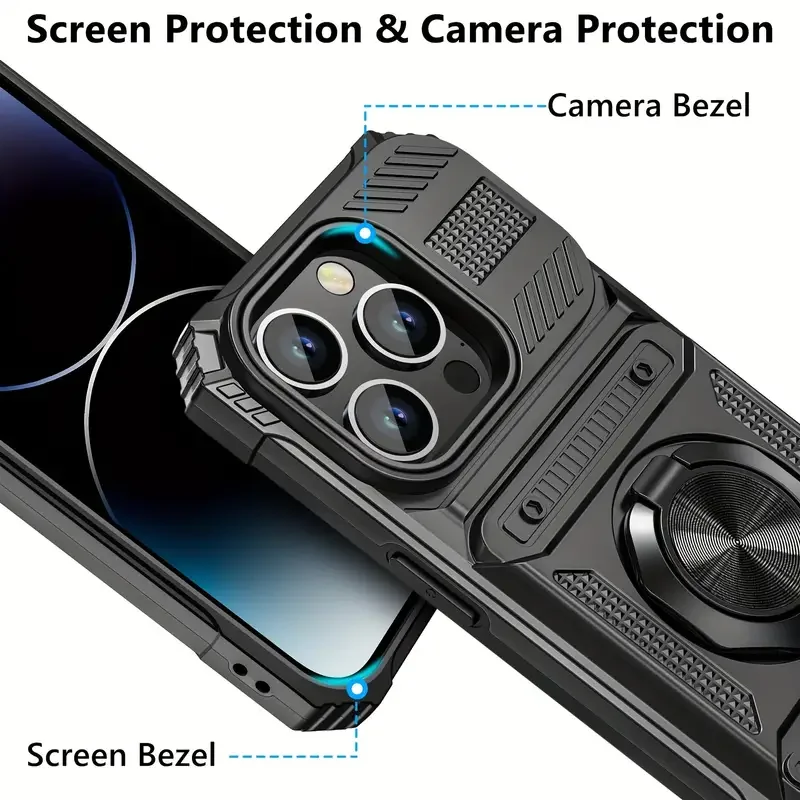 Heavy Duty Magnetic Ring Case with Hidden Card Slots and Full Coverage Protection