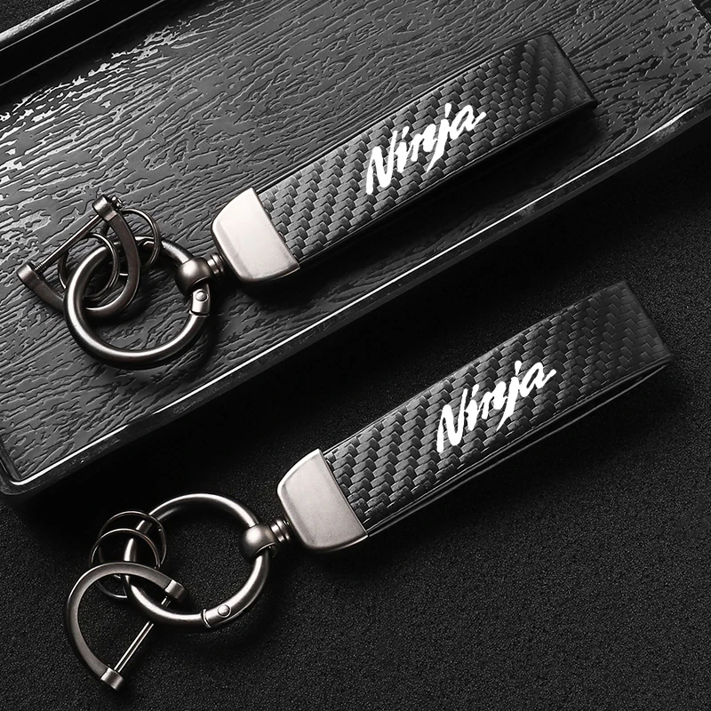 Car Carbon Fiber Style Keychain Microfiber Leather Key Chain For