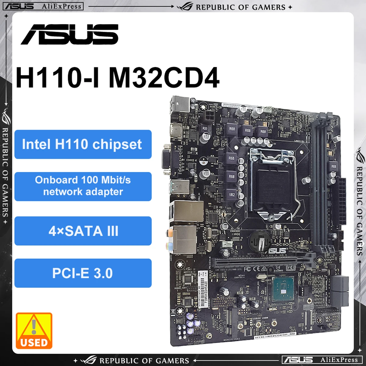 

H110-I Motherboard ASUS H110-I M32CD+i5 6500 DDR4 8G LGA 1151 6th generation CPU Intel H110 Chipset USB3.0 SATA3 M-ATX PCI-E X16