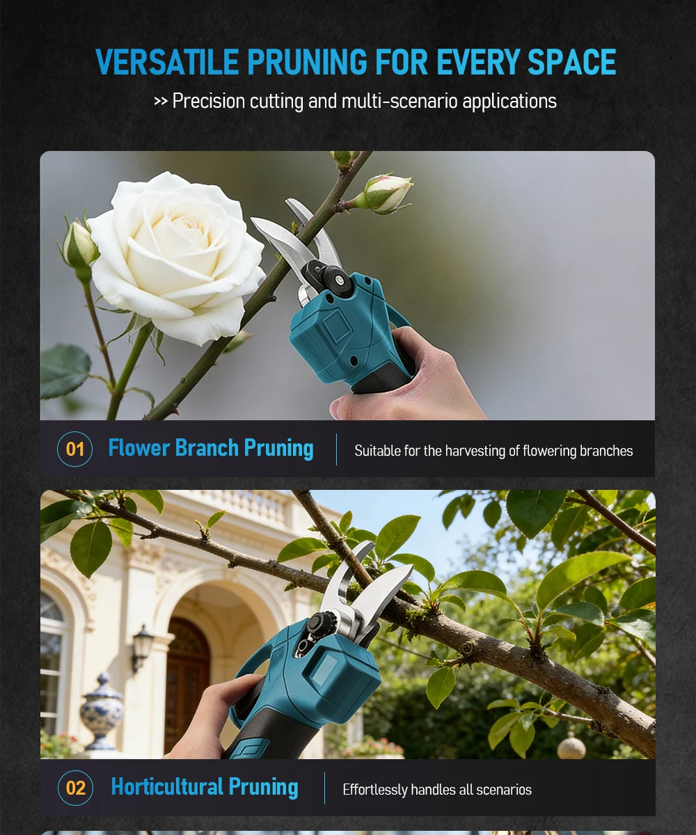 Brushless Gardening Tool Cordless Electric Pruning Shears 21V Rechargeable Lithi