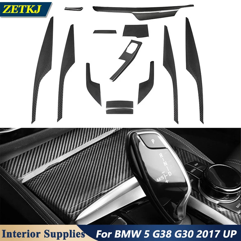 

12 шт./компл. настоящие молдинги из углеродного волокна для салона автомобиля, внутренние детали, модификация для BMW 5 серии G38 G30 2017-now