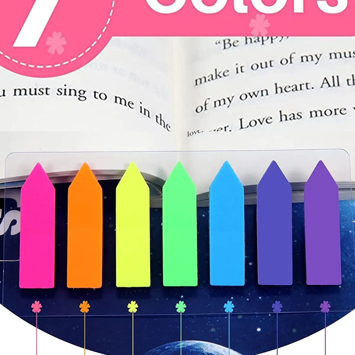 7 Packs 1400 Sheets Transparent Sticky Notes Self-Adhesive Annotation Books Bookmarks Memo Pad Index Tabs Stationery 3