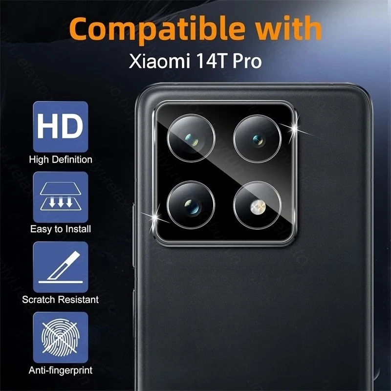 Xiomi 14TPro Black/Clear HD Camera Protector with 3D Lenses Tempered Glass Film