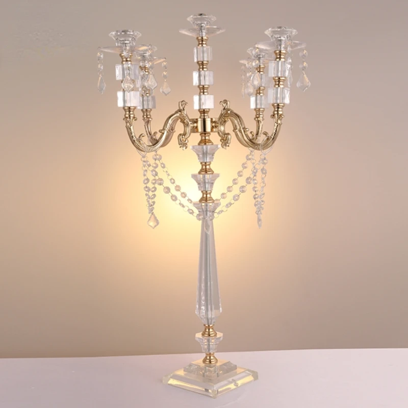 

Acrylic Candle Holders Candelabras Crystal Pendants 77 CM/30" Height Marriage Candlestick Wedding Centerpieces Home Decor