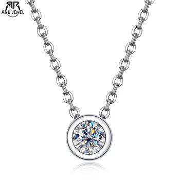 AnuJewel 4mm Moissanite Necklace 18K Gold Plated 1